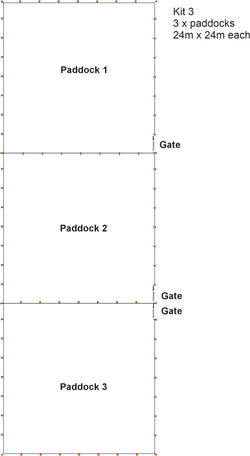 Horse Paddock Kit - 3 x 24m x 24m